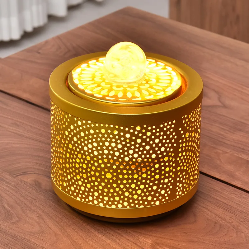 Golden Metal Indoor Tabletop Waterfall Fountain with Lucky Balls Zen Meditation Garden Fountain for Home Landscape Decoration