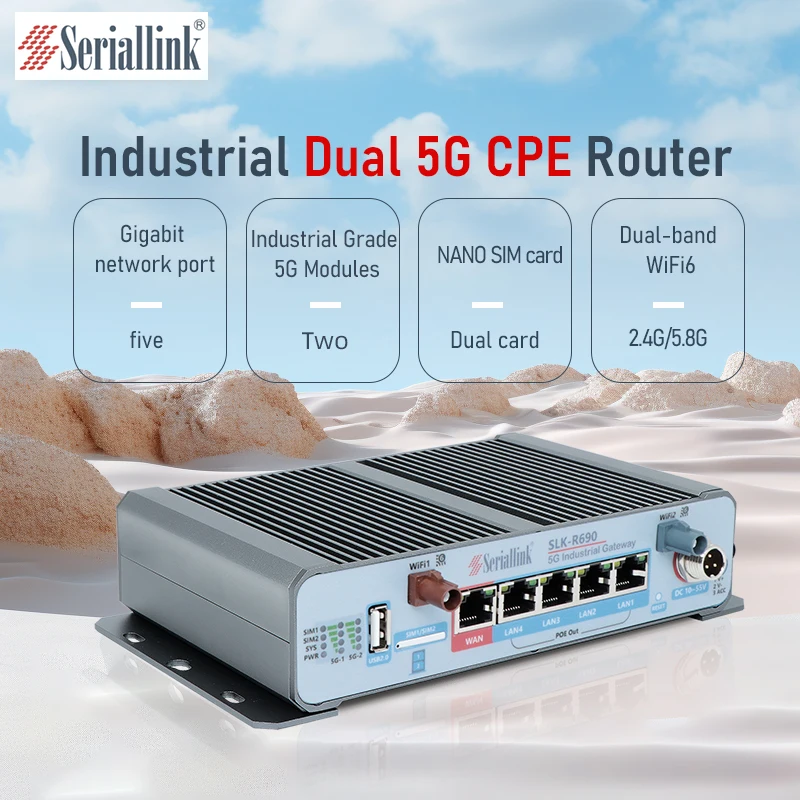 SERIALLINK промышленный автомобиль 5G wifi роутер двойной модем Dual Sim-карты POE GPS может опционально SLK-R690-5G-A2
