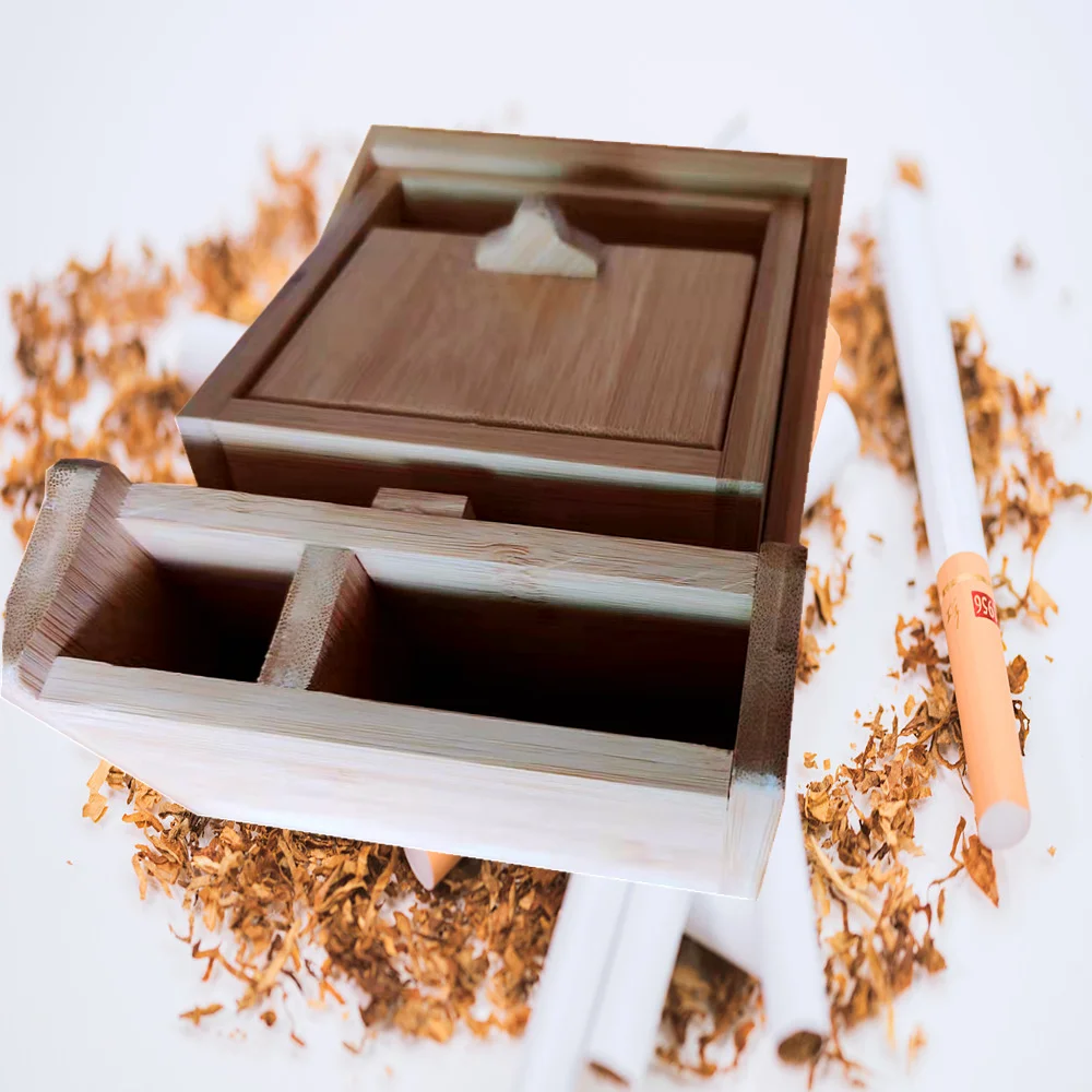 New Fashion Wholesale Bamboo Tobacco Case Storage Automatic Cigarette Holder Box Case