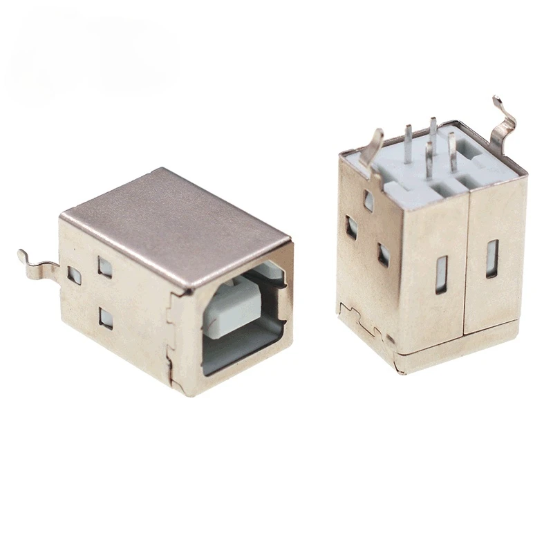 180 Degree PCB Welding Square USB Socket USB B Type Female socket Connector For Printer Data