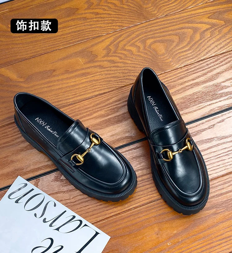 new design brand black color women british style comfortable platform latest fashion shoes