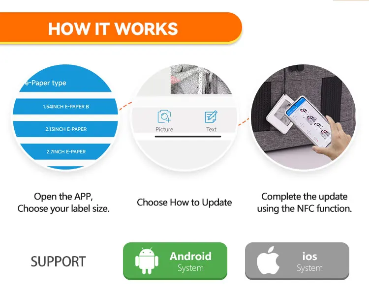 1.54 Inch Android Ios App Nfc Eink Epaper  White Label Smart Unique Keychain For Photo Display