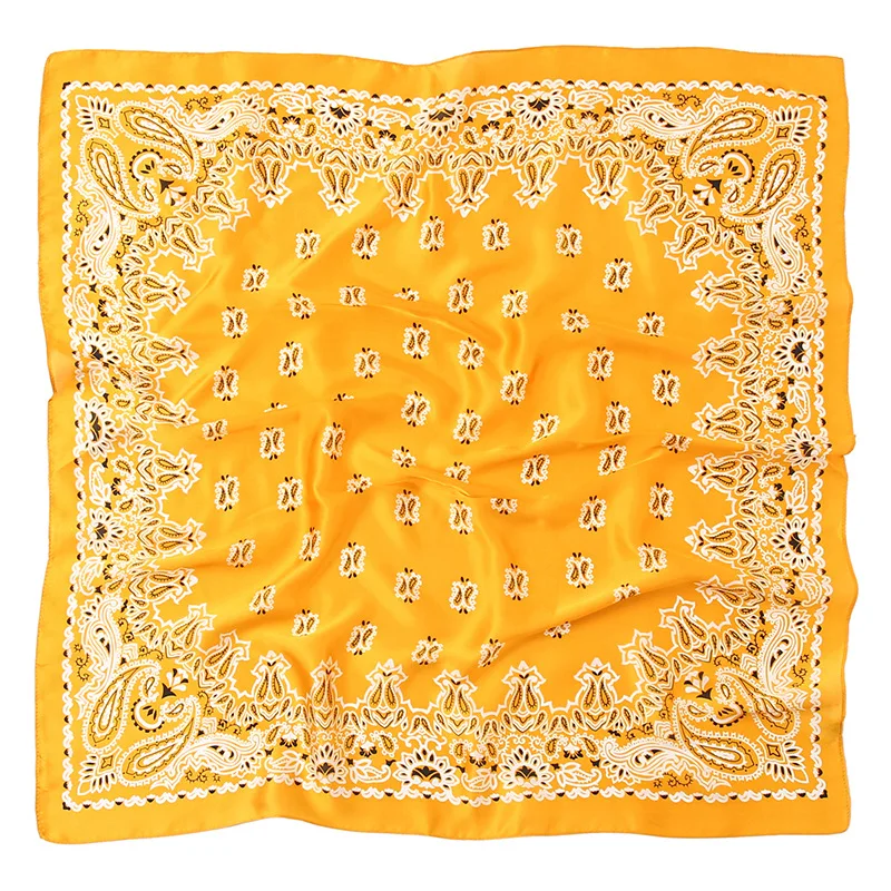 Bulk Wholesale 70x70cm Soft Silk Bandanas Custom Paisley Prints Women Satin Scarf