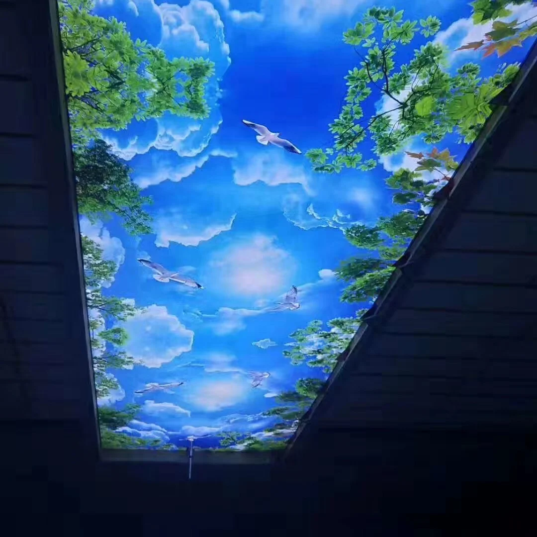 ZHIHAI trees and flowers artificial translucent pvc stretch film p.o.p design false ceiling