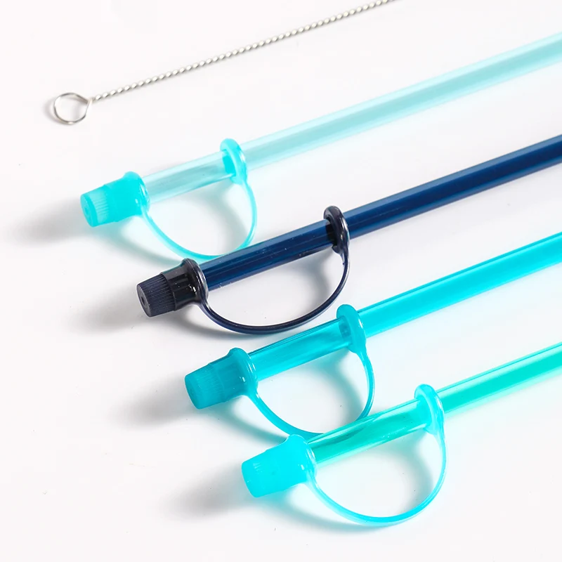 Лидер продаж, набор прозрачных соломинок из полипропилена с пряжкой и пылезащитной крышкой, многоразовые и экологически чистые