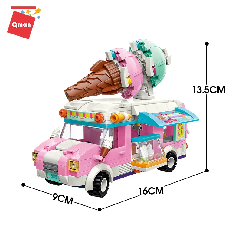 Qman розовое мороженое фургон строительные блоки игрушки строительные блоки для детей (62573307089)
