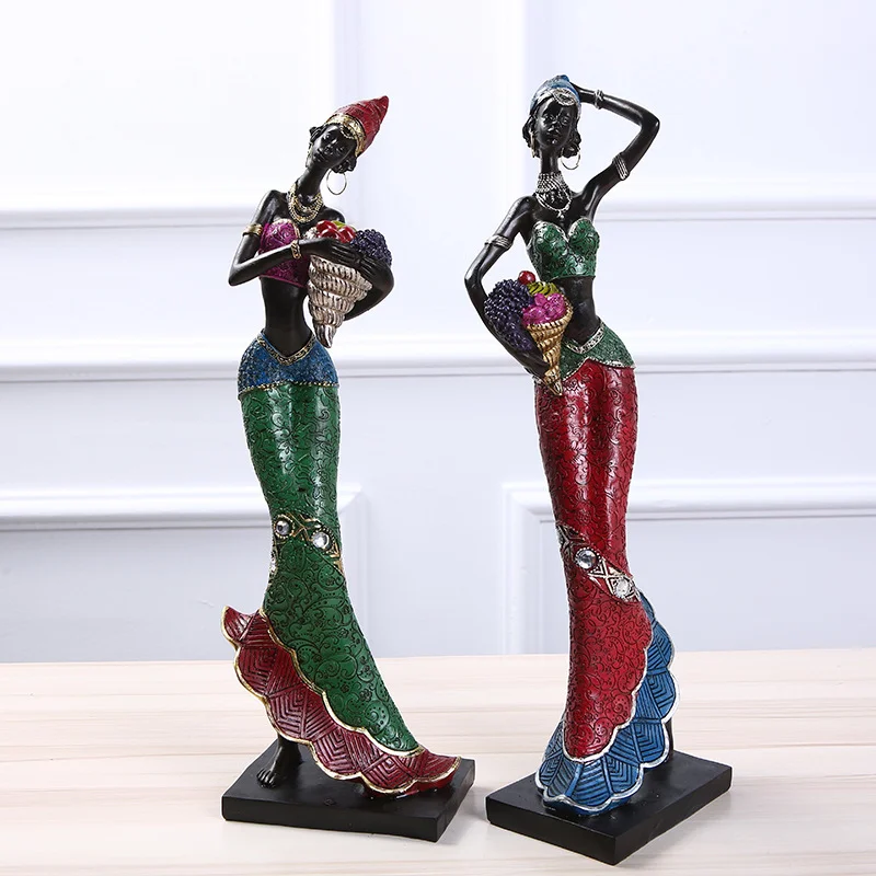 Custom Handmade Polyresin Abstract Sculpture African Art Lady Statue For Home Decoration