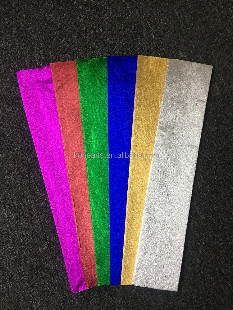 Wholesale Metallic Crepe Paper for Kids Gold Silver Crepe Paper Folds Multi Colors 10PCS Craft Metallic Foil Crepe Paper