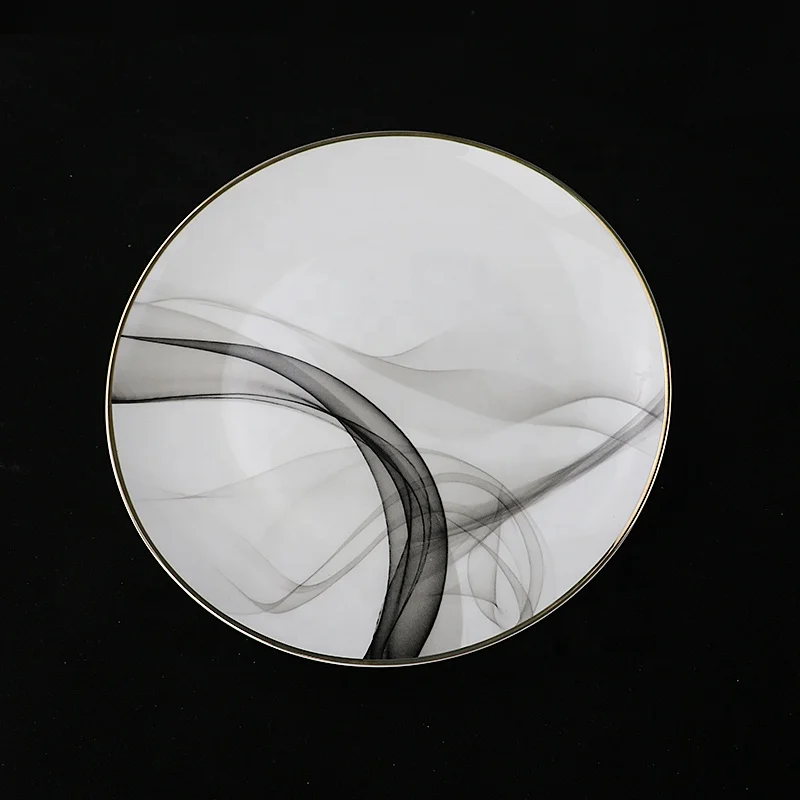 Ink style dinner plate OEM porcelain plate wholesale porcelain dinnerware plate for Russia Turkey