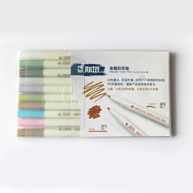 STA 6551 - 10 colours water based cheap promo multi color metallic graffiti marker pen set