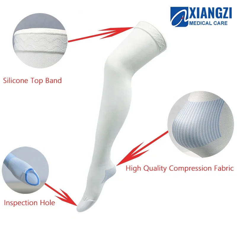 Medical anti-thrombosis pressure stockings, white medical rehabilitation thrombosis socks and thigh breathable pressure bandage