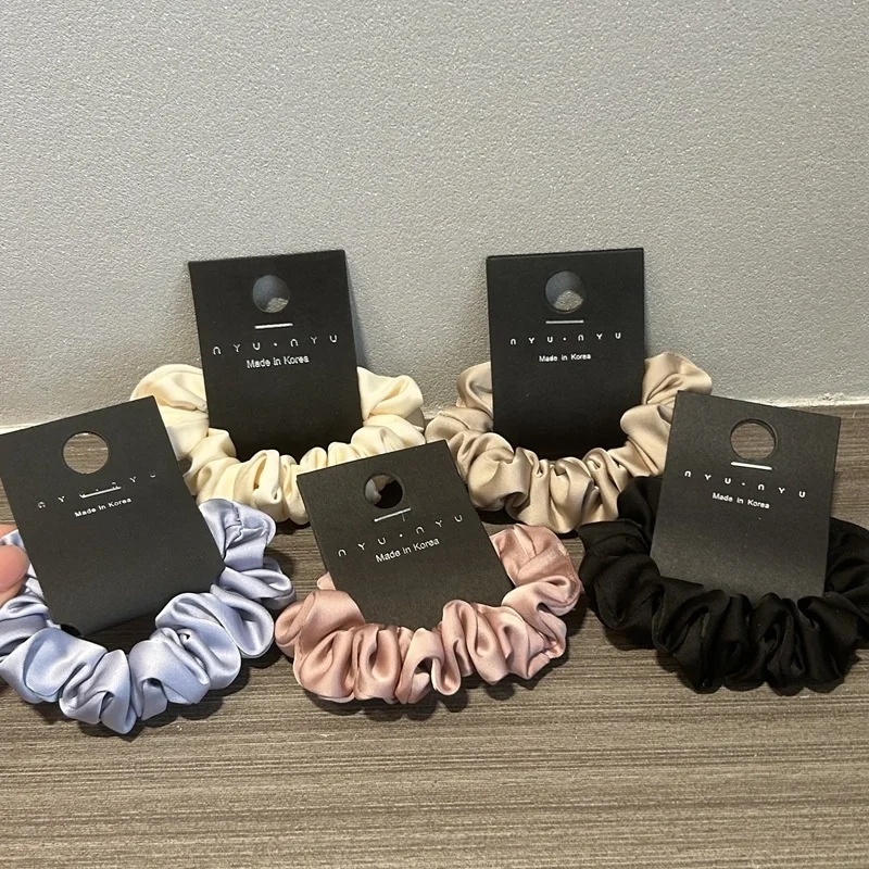 Wholesales Elegant Silky Headband Small Scrunchie High Quality Elastic Rubber Band For Girls