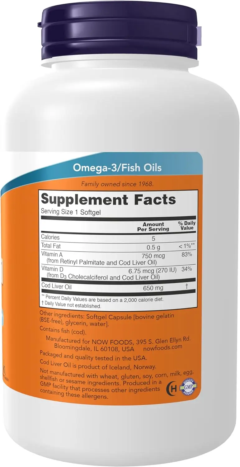 OEM  Cod liver oil, rich in vitamin A and D-3, protecting heart health, gluten free, non genetically modified