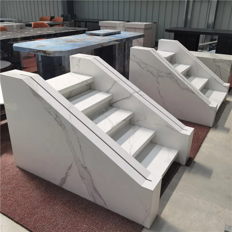 Marble Stair Steps Making Calacatta White Marble Stair Treads White Polishing  Tiles On The Stairs