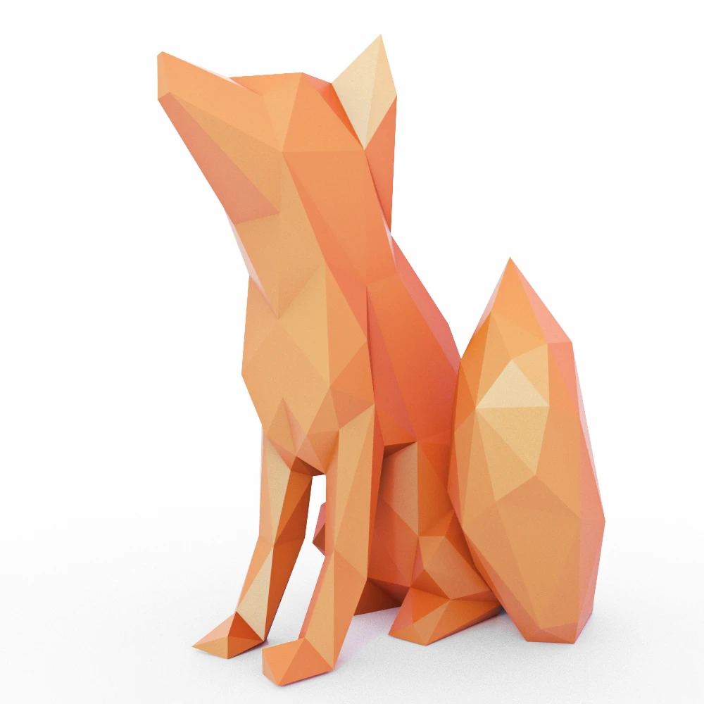 The Fox Sits Low Poly 3D.jpg