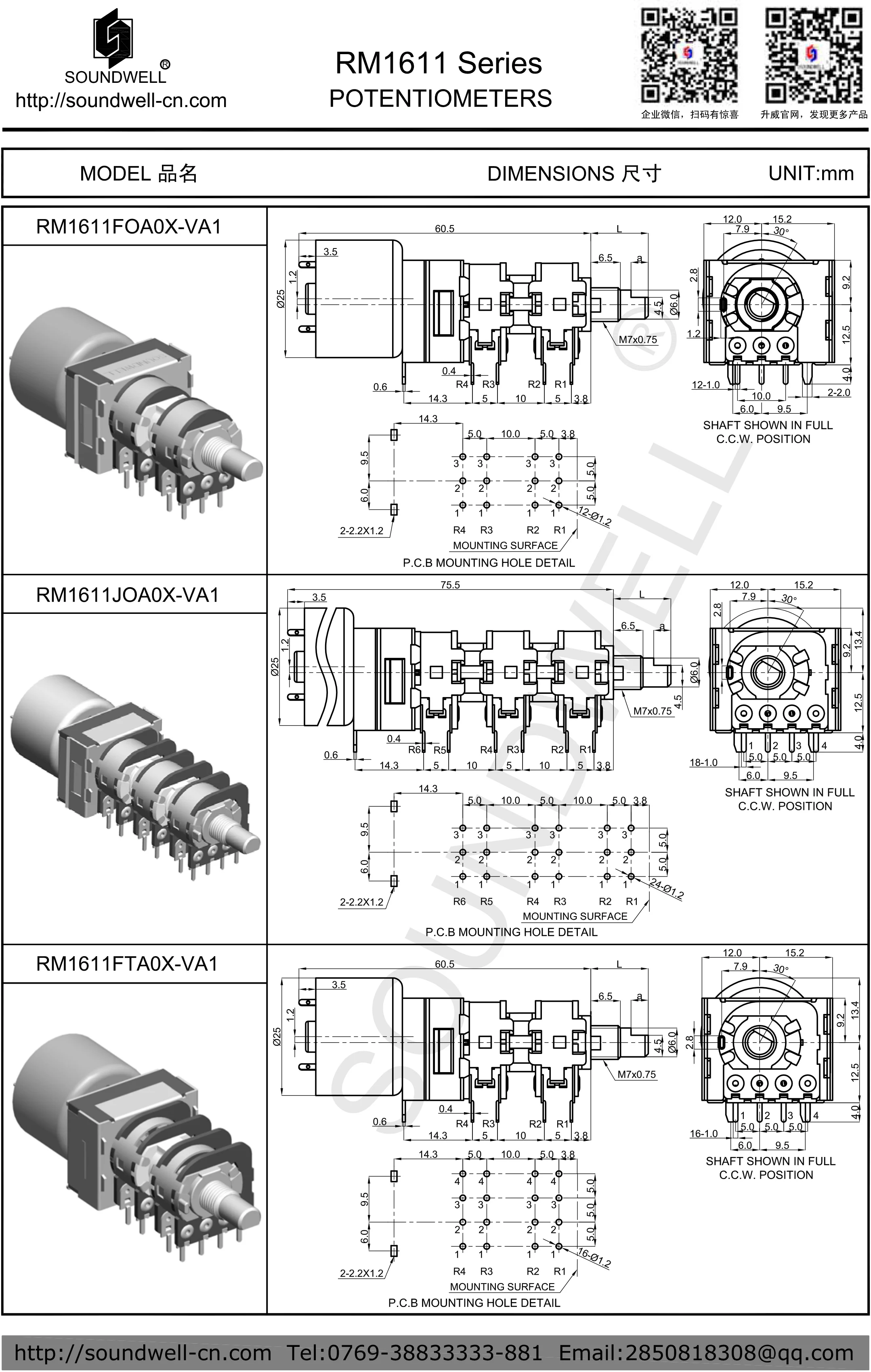 RM1611 Motorized Rotary Potentiometer