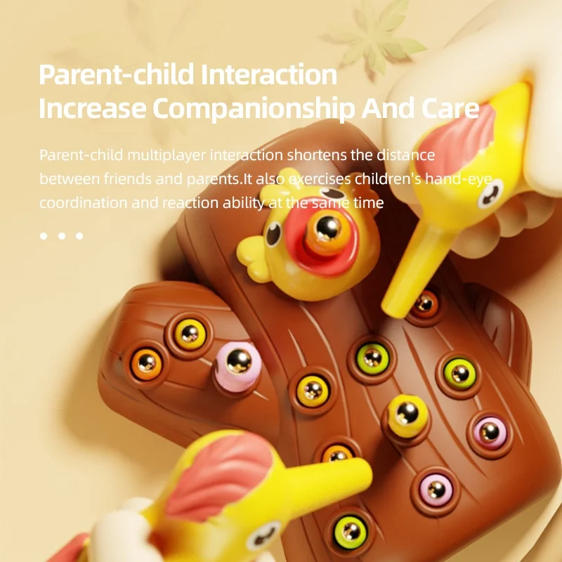 Woodpeckers Catch Bugs And Feed Bug Toys Magnetic Tabletop Toy Plastic Novelty Concentration Training Educational Toys For Baby