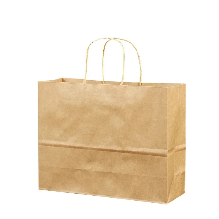 Custom Design Colorful Compostable Cut Handle Restaurant Food Takeaway Packaging Shopping Tote Kraft Paper Bag