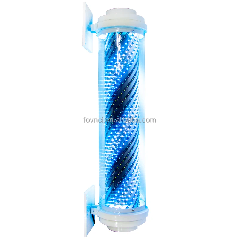 fovnci Barbershop LED Barber Pole Red Black White Blue Hair Salon Shop Logo Waterproof Rotating Light Sign Outdoor Wall Light