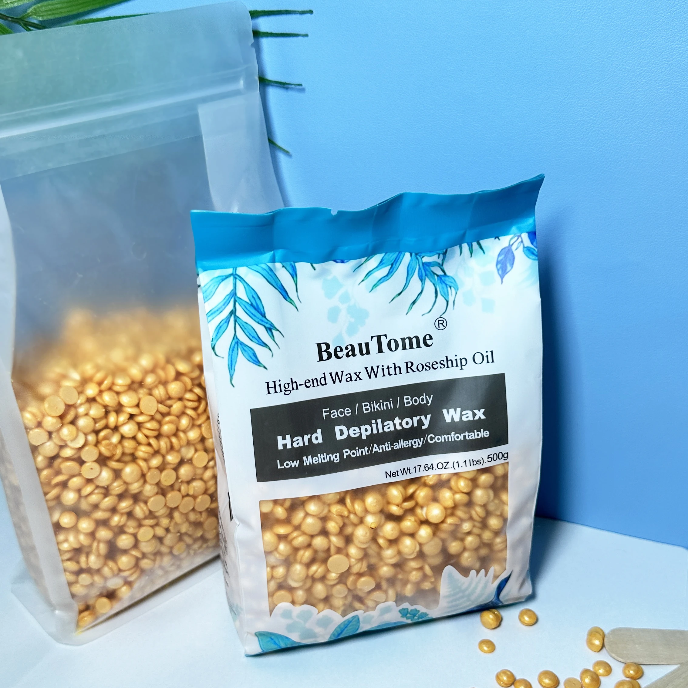 Wholesale customize Paper-Free Brazilian Wax Beads Depilatory Hard Wax Bean For Face Body Armpit Hair Removal 1000g 2.2lb