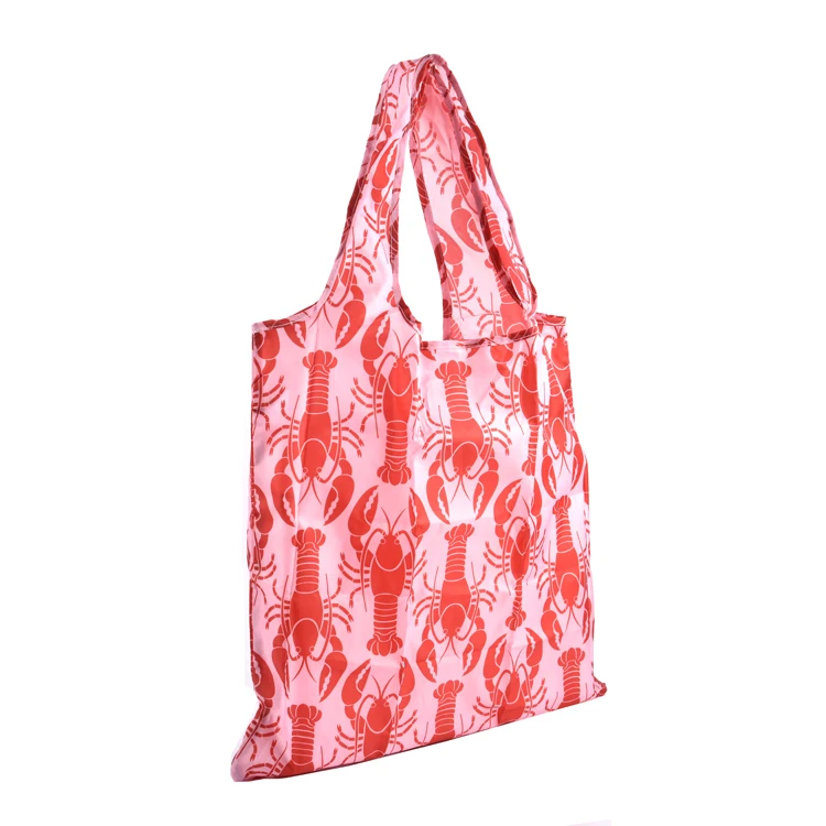 Eco-Friendly Customized Supermarket Reusable Rpet Foldable Grocery Shopping Bag With Nylon Pouch