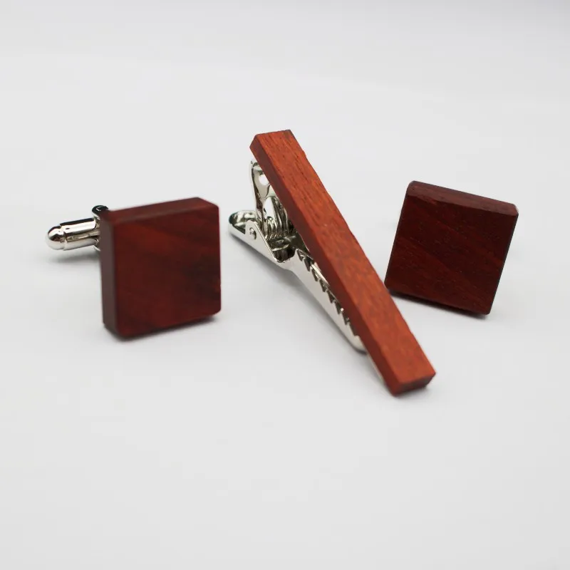 Wholesale cufflinks tie bar needle original solid wood cufflinks tie clip Wood accessories accessories