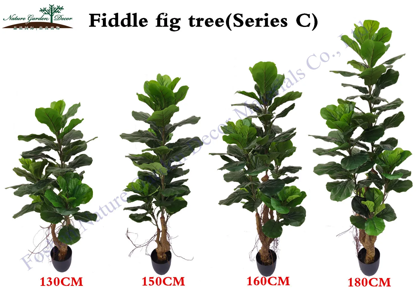 Nature Garden Fiddle Fig Green Plant Artificial Tree Decorative