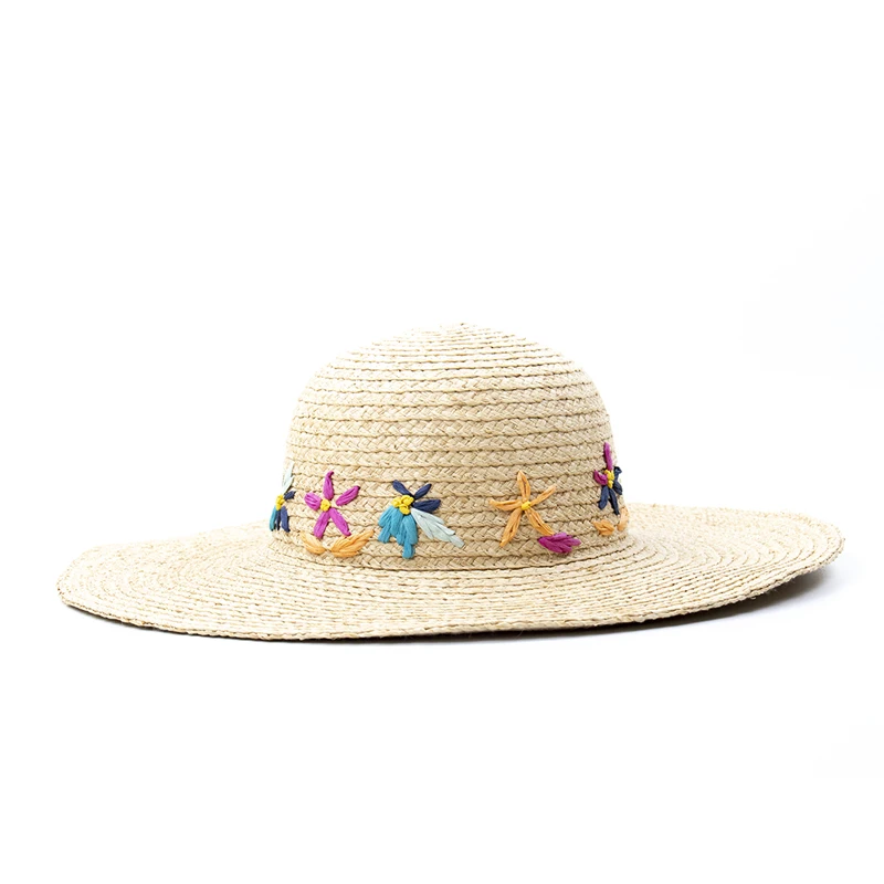 Ladies summer sun braided hat striped paper straw hat sunscreen can be customized