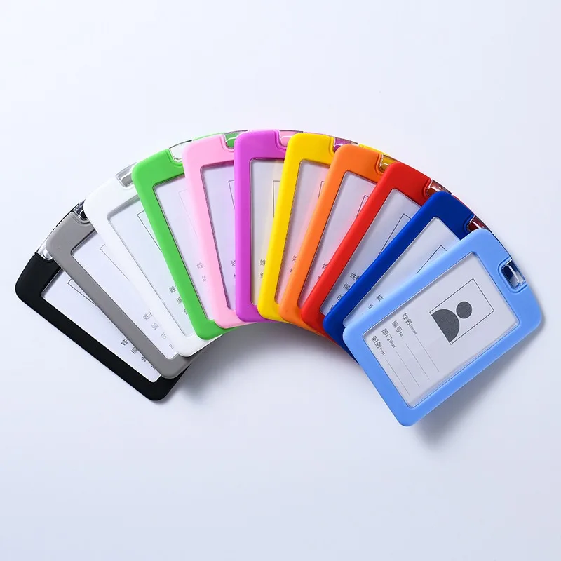 Wholesale Durable Soft Silicone Working ID Badge Card Holder Custom Logo Name Badge Holder