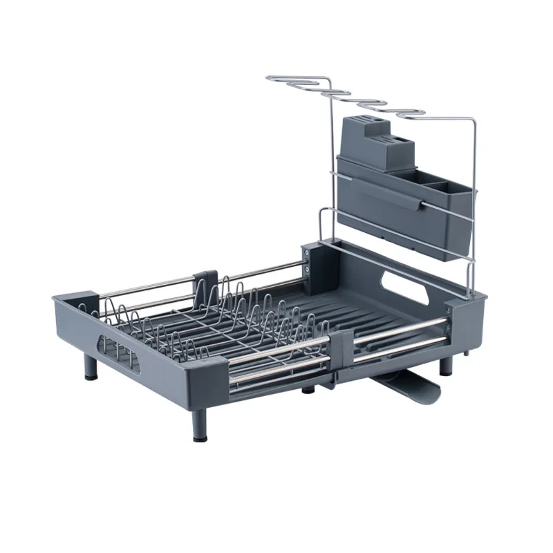 BX Kitchen cutlery tabletop multi-purpose telescopic dish storage rack drain rack