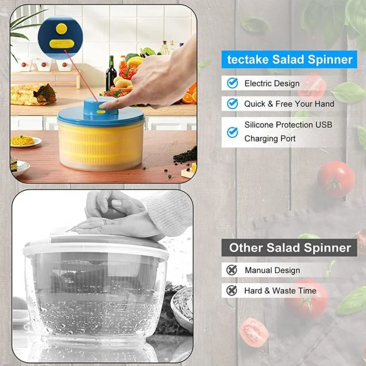 Vegetable And Fruit Electric Drain Basket Dehydrator Multifunctional Household Dryer Basket Shake Plastic Kitchen Tool Spinner