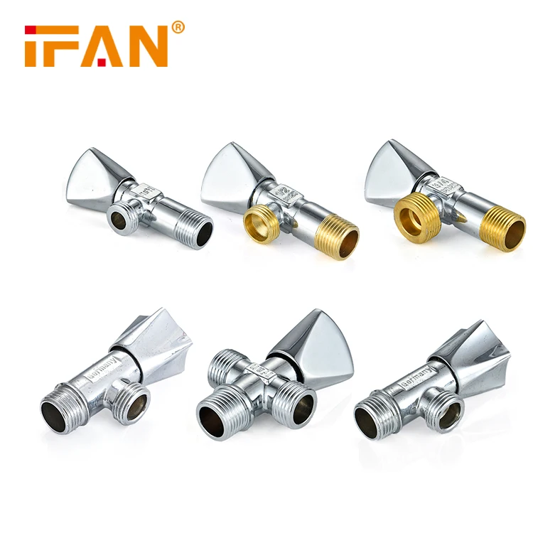 IFANPLUS factory OEM  Brass body and cartridge, zinc Handle Half Turn 1/2*1/2 sanitary ware toilet facet brass angle valve