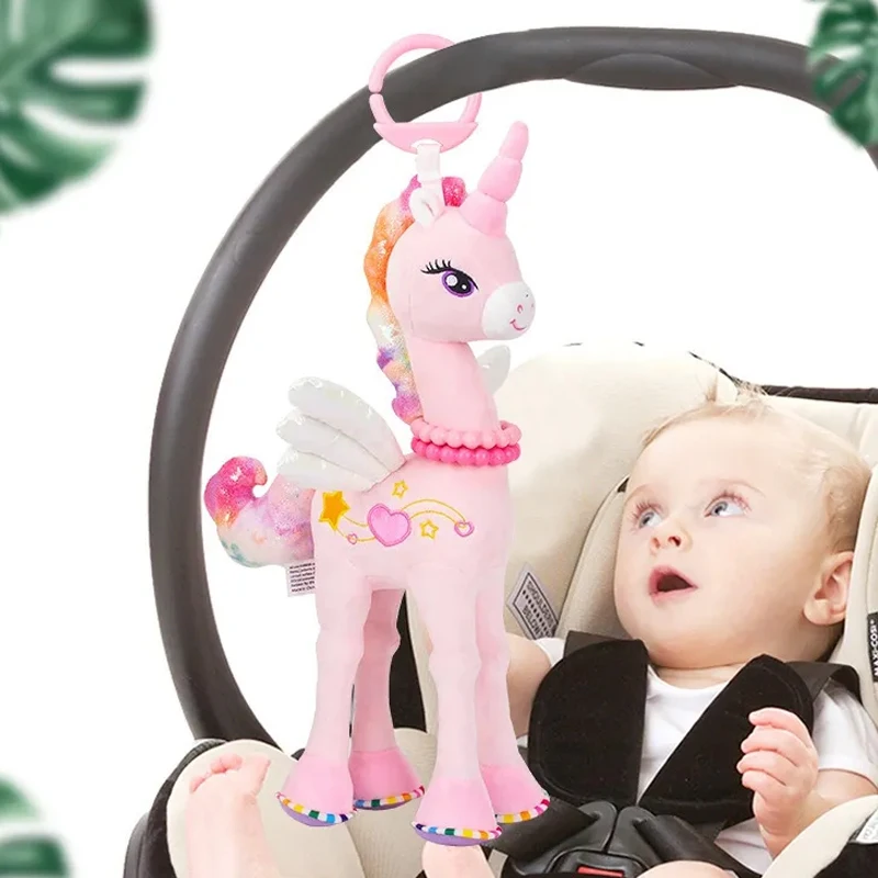 Soft Baby Rattles Toys 6 to 12 Months Stroller Crib Hanging Bed Bell pink lovely animal plush sound toy For Newborn infant