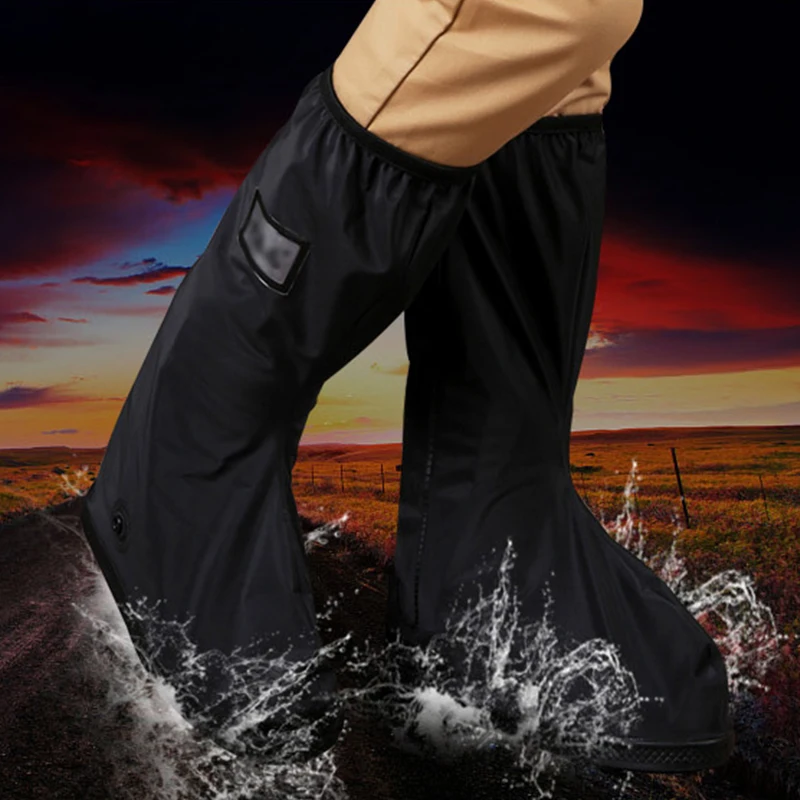 Wholesale Pvc Long Antislip Motorcycle Rain Shoe Cover Non Slip Overshoes Reusable Waterproof Rain Boot Cover With Reflector