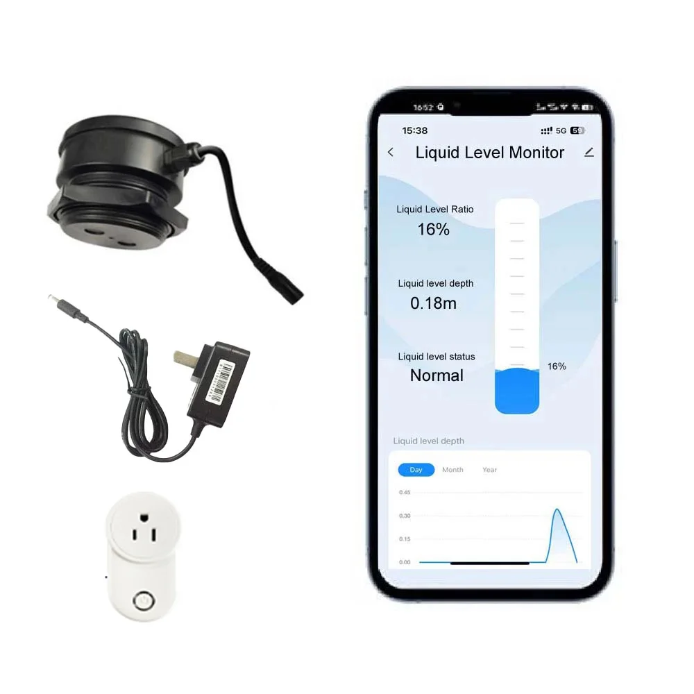 EPTTECH TLC-2206P-W Wireless Ultrasonic Sensor Water Level Detector Transmitter High Alarm trigger Indicator Remote Tank Monitor