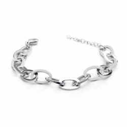 Women Jewelry Stainless Steel Plated Gold Rope Chain Oval Link Chain Bracelet Bangle