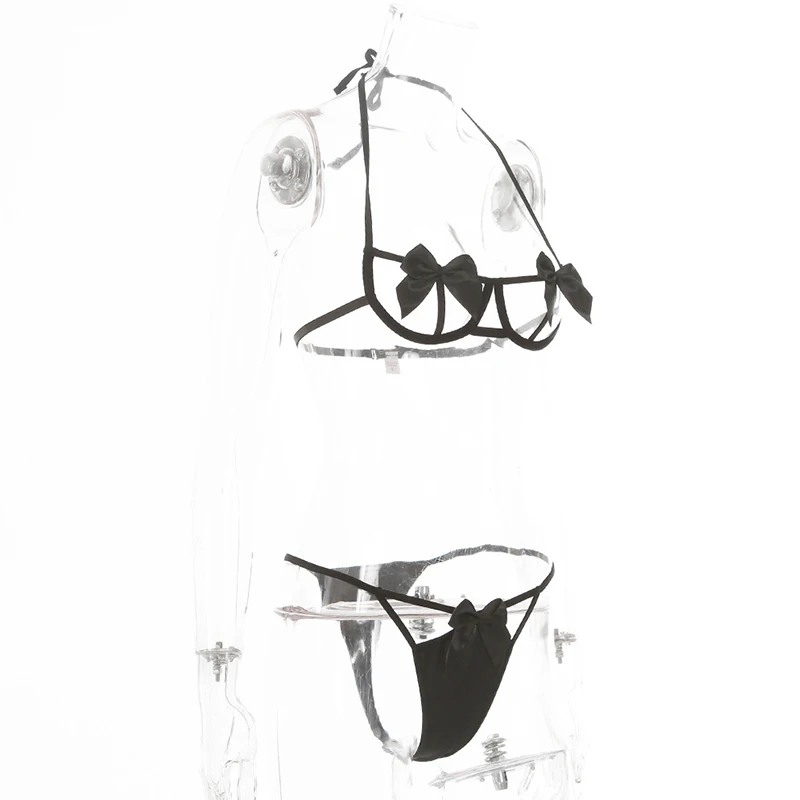 Wholesale Low Price Fashion Women Bow Bra Set Lace Underwear Sexy Lingerie