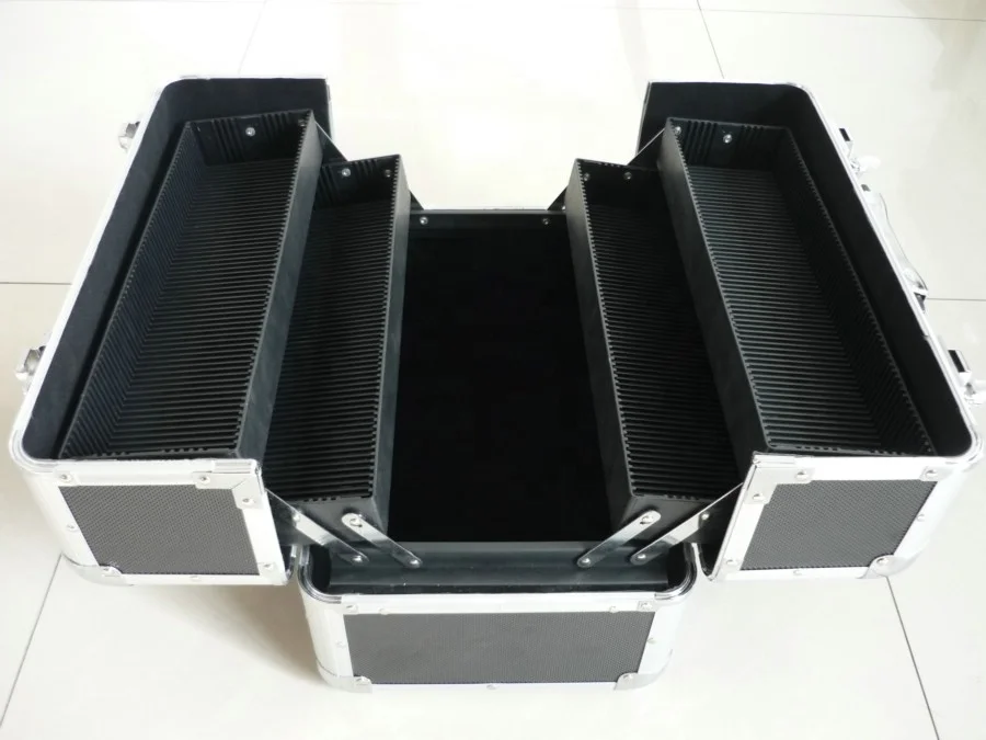 Fashion Style and Black Aluminum material Makeup tool case /Korean Multilayer Professional Cosmetic case