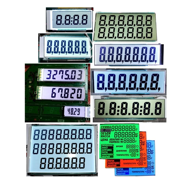 2 Lines Row 6 Digits Panel Board 12 Digit 7 Segment Fuel Dispenser TN HTN LCD Display Module Custom LCD Display For Gas Meter