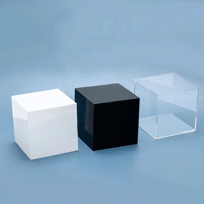 Premium Acrylic Food Display Stand White Buffet Acrylic Food Display Risers Cubes 5 Sides Boxes