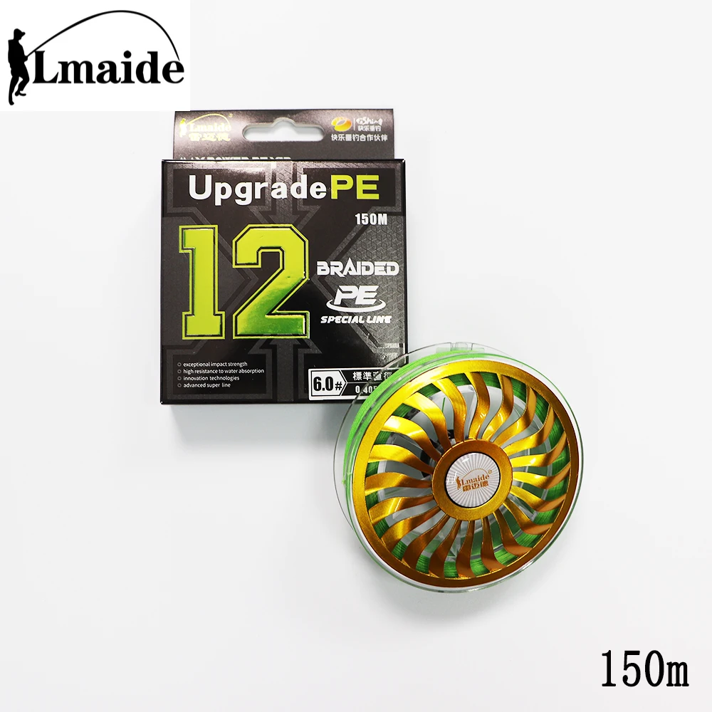 Lmaide new 150M 7kg-48kg 12X Braided Fishing Line 12 Strands Multifilament PE Fishing Line