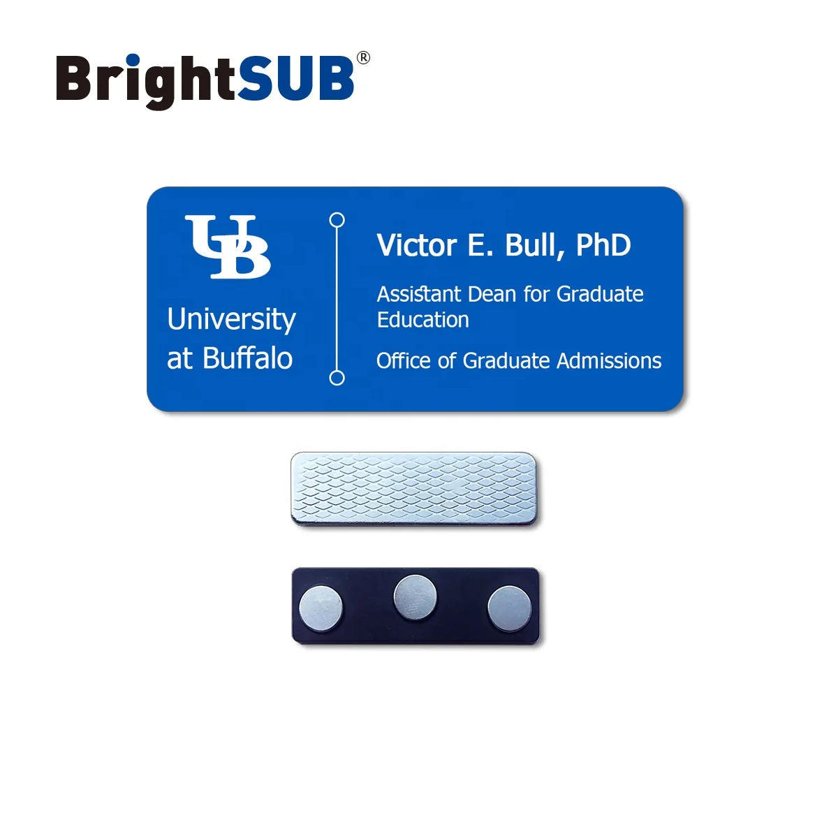 BrightSUB 1.0mm gloss white Sublimation Aluminum Name badge heat transfer prints custom printable coated nameplate blank