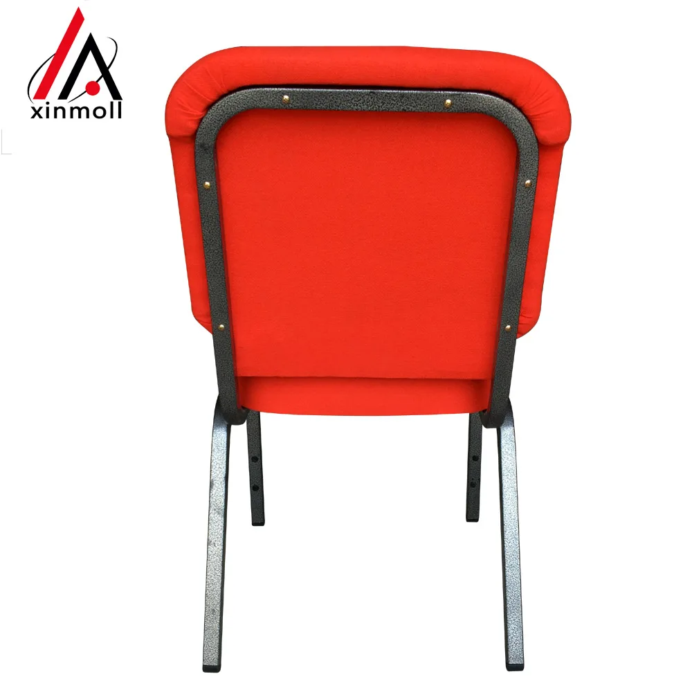 Worship chairs chapel chairs manufacturer metal chairs for churches and worship places in red fabric silver vein frame