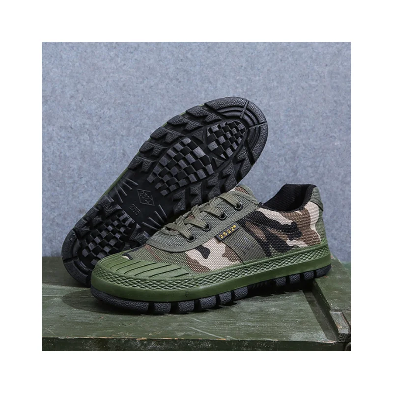 Wholesale Breathable Rubber Lace Up Canvas Green Shoes For Outdoor Construction Site Work And Farmers