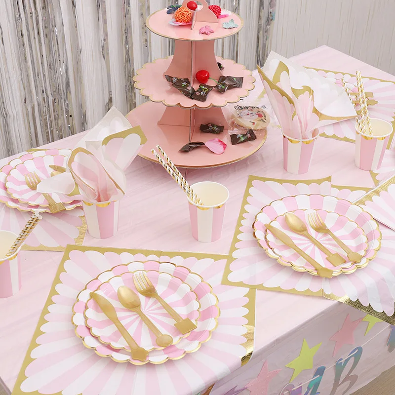 Hot selling three-layer paper cake rack disposable dessert table creative display tray set birthday wedding party dessert rack