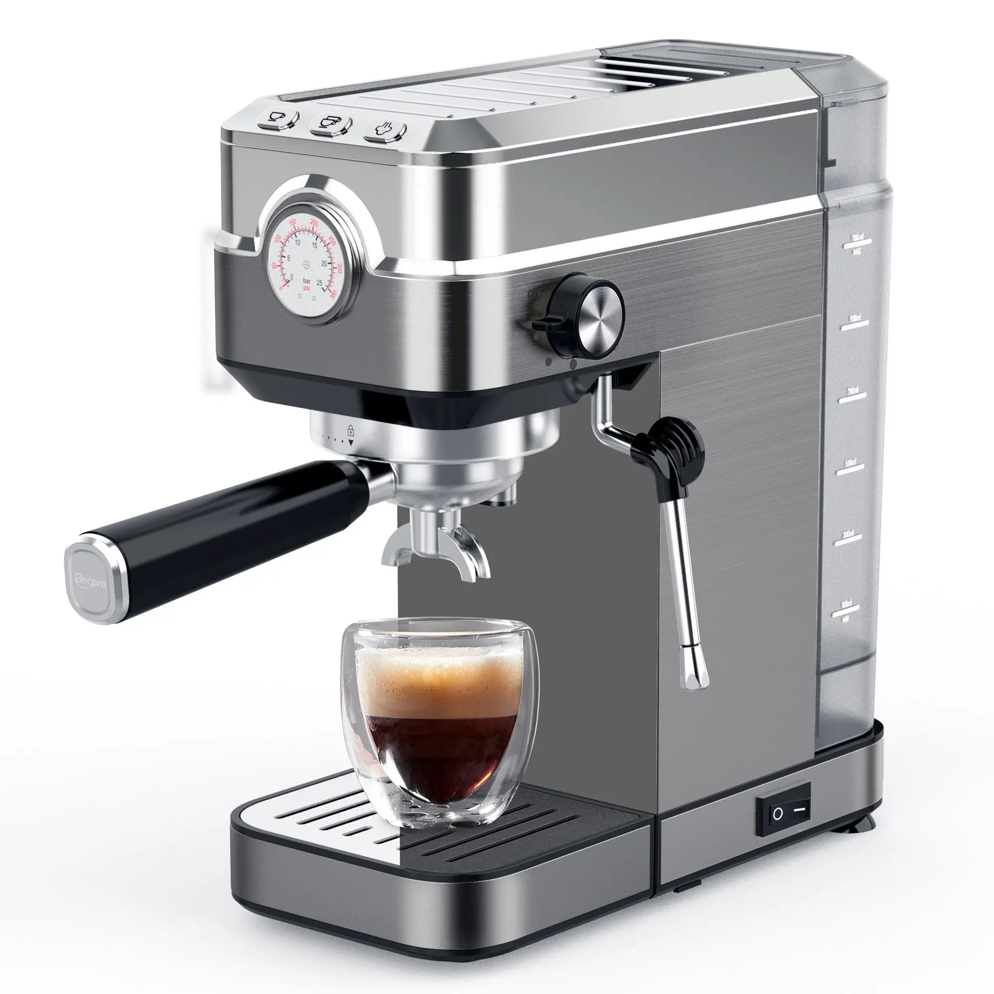SS Cover Espresso Coffee Machine Easy Control 20 bars Pressure Gauge Stainless Steel Body Italian