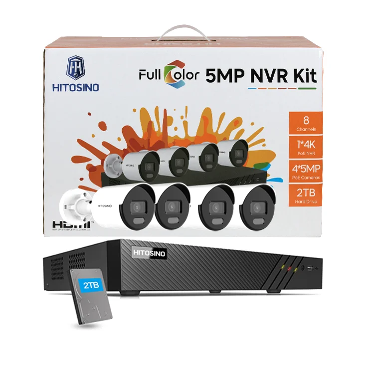 HITOSINO OEM HIKVISON 8 Channel H.265 4K NVR 5MP Motion Detection Full Color IP Security Camera System