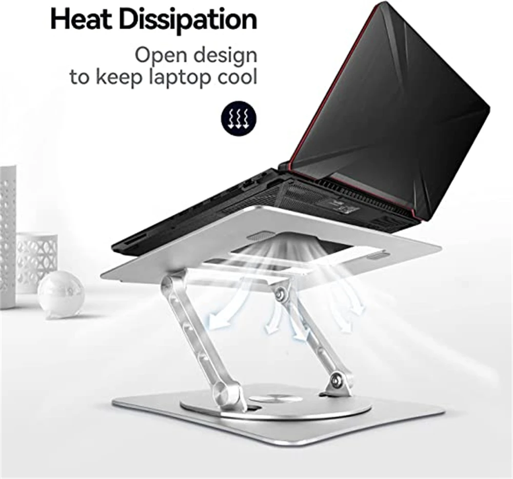 2022 Latest Adjustable Portable Metal Laptop Stand With 360 Rotating Base for 10-17.3 inch Laptop