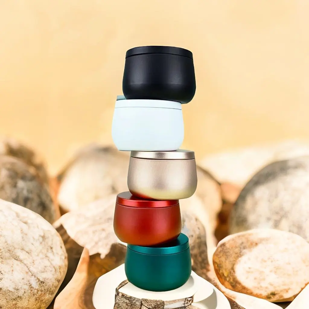 Custom Round Metal Candle Tin Can Empty Round Rose Gold Matte White Black Seamless Metal Container/Jar/Can Candle Tins