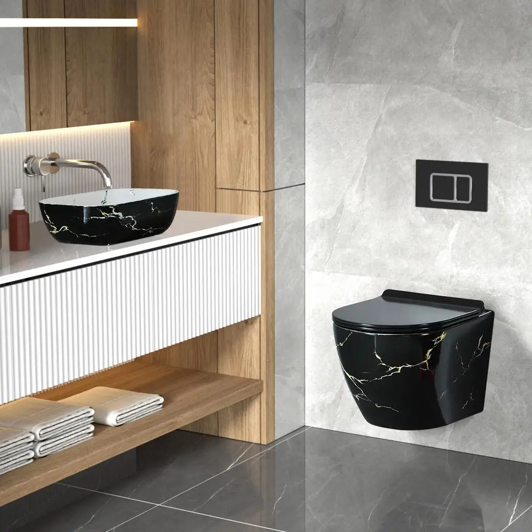 Ceramic luxury design bathroom sanitary ware european wall hung wc bathroom suites bidet modern toilet set